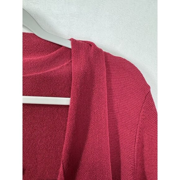 Eileen Fisher 100% Wool Open Front Cardigan Womens XS Radish Red Pink Washable - Picture 7 of 13